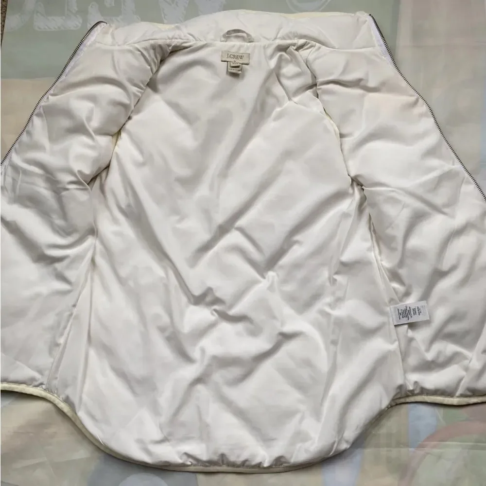 J CREW Women Cream Quilted Full Zip Puffer Vest Size XXS - Picture 10 of 13